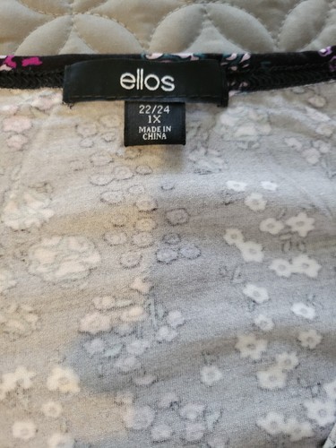 Ellos NIP size 1X (22/24) Pullover Top Floral Half Sleeve Pleating at Front Neck - Picture 4 of 6