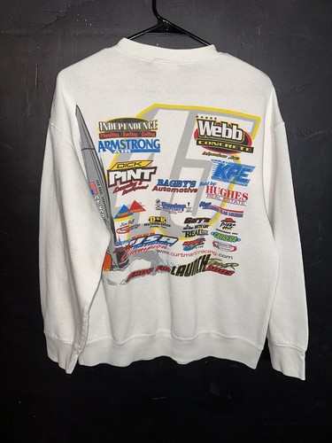 VTG Dirt Track Racing Sweatshirt Adult L White Curt Martin Late Model Big Y2K - Picture 2 of 7