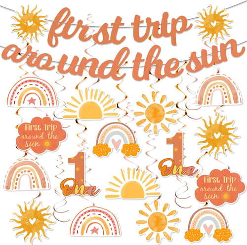 First Trip around the Sun Birthday Decorations, Boho Sun 1St Birthday Decoration