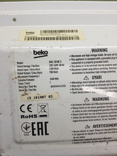 Repuestos para Microondas Solo Beko MOC20100S 20L 700W - Imagen 66 de 80