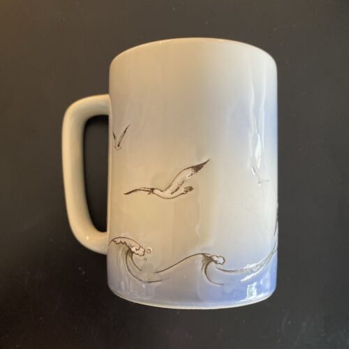 Vintage Seagulls Ocean Wave Beach Otagiri Japan Stoneware Mug Mid Century Cup - Picture 3 of 6