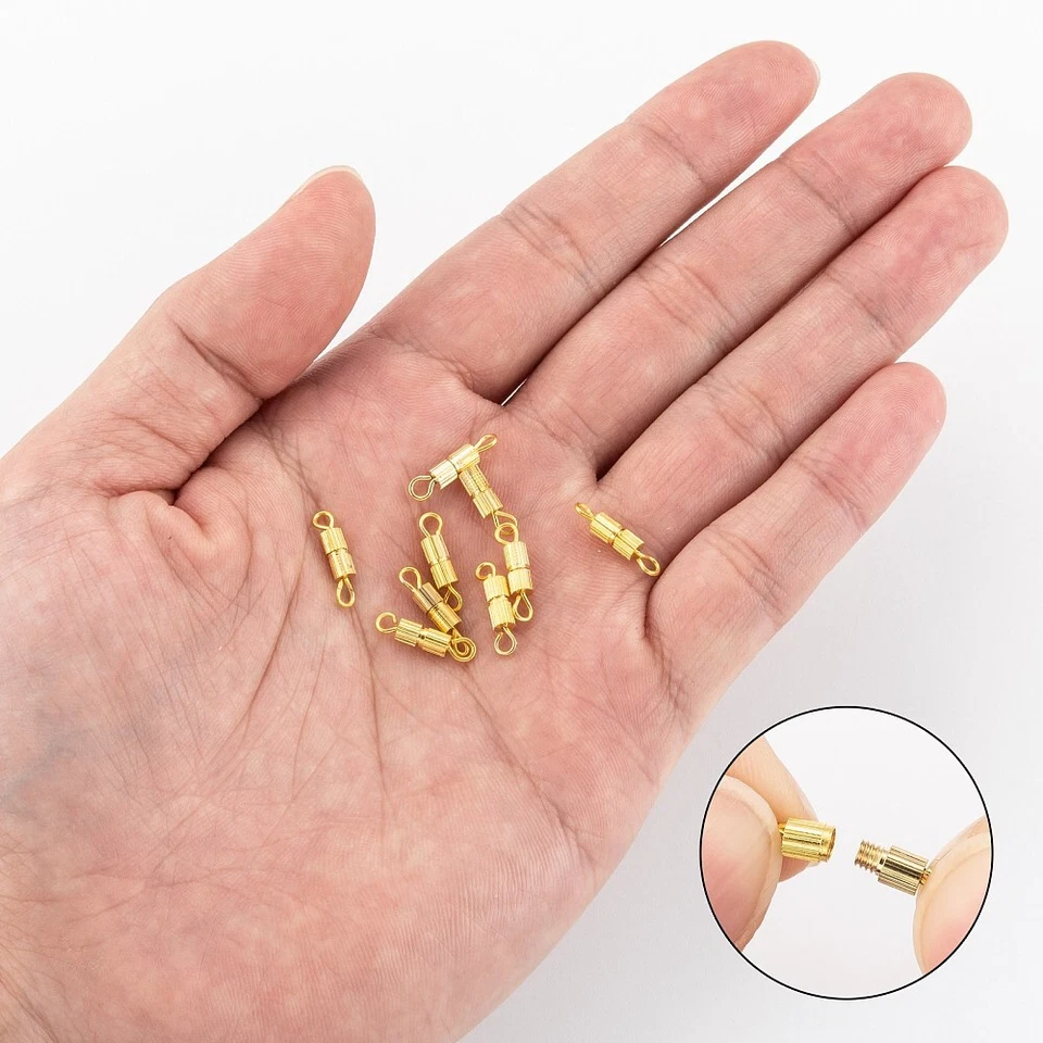 50 Sets Barrel Tube Screw Clasps with Loops for Lanyard Jewelry Making Art Craft - Image 4 of 4