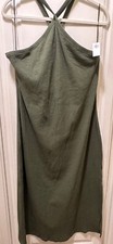 Old Navy Rib-Knit Halter Midi Dress Alpine Tundra Green Women 2X