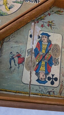 JEU ANCIEN : plateau de NAIN JAUNE en carton - fin XIXeme - avec règle EUR 10,00 - FR