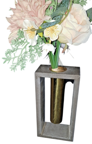 Handmade Antique Flower Vase, Frame Flower Holder, Grey Marble, Height: 8" - Picture 15 of 18