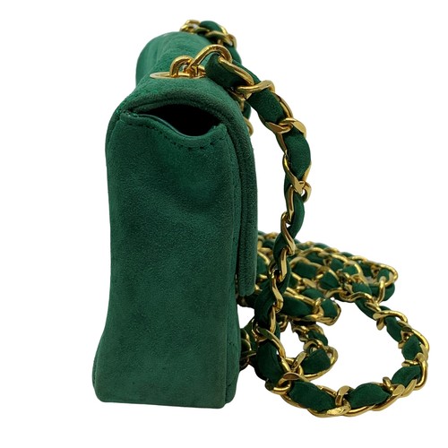 echt Chanel Mini Matelasse Kette Schultertasche Wildleder grün #36632461 - Bild 8 von 12
