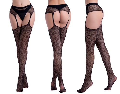 Sexy Stockings Fishnet Crotchless Tights Suspender Tights Hosiery Lace Pantyhose - Picture 38 of 51