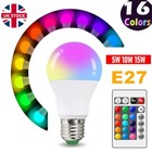 RGB Led Bulb Light 5W 10W 15W E27 16 Colour Changing Remote Control Screw Lamp