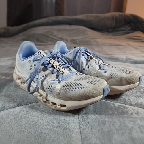 On Cloud Running Shoes Womens Size 9.5 Cloudsurfer White Blue 3WD10441203 - Picture 1 of 18