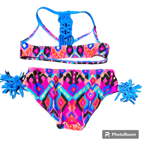 Art Class Girls Size XS 4/5 Pink Aztec Print Bikini 2 piece Swimsuit - Picture 6 of 6