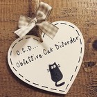 OCD Obsessive Cat Disorder Plaque Funny  Heart Wooden Sign Gift Friend Family