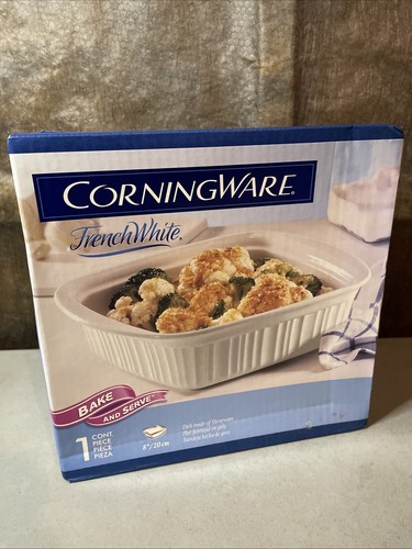 Vintage French White Bake and Serve Corning Ware 8"x8" Square Cake Dish NIB 2002