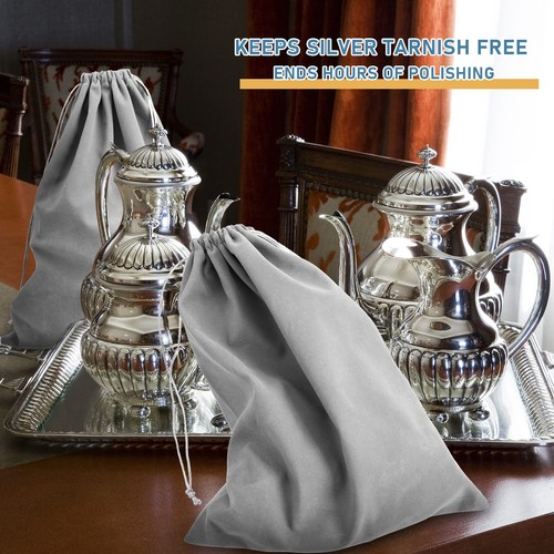 10 Pack Silver Storage Bags Anti Tarnish Cloth Bags for Jewelry Silverware - Picture 6 of 7