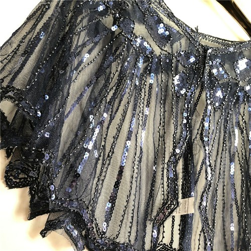 Women Vintage Bolero Flapper Shawl Wrap Sequin Bead Evening Cape Bride Jacket - Bild 10 von 15