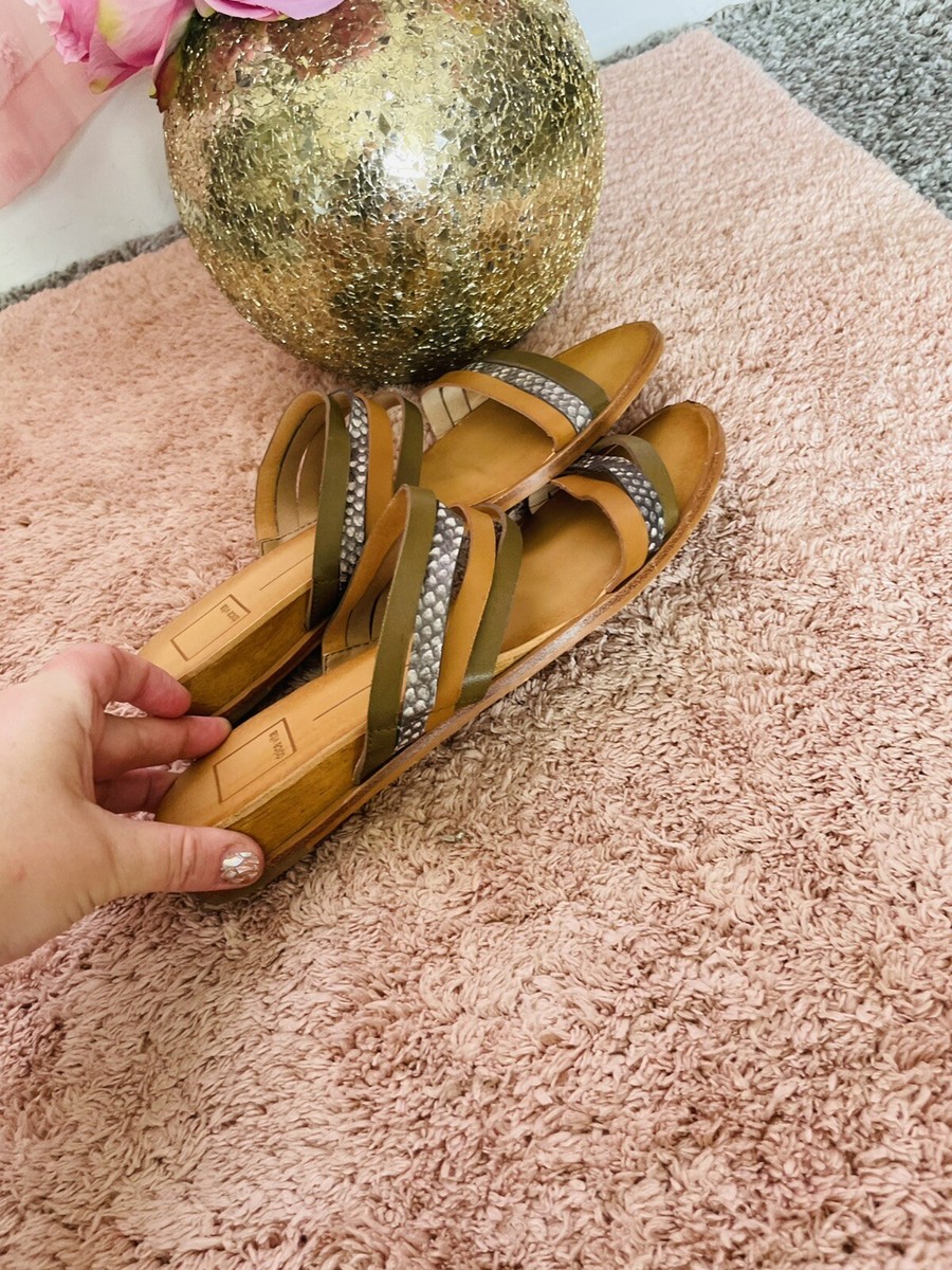 Dolce Vita Pais Snakeskin Strappy Wedge Sandals 8M Tan Ivory Beach