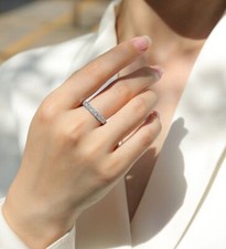 3mm Round Cut Moissanite Half Eternity Band Wedding Ring GRA 925 Sterling Silver