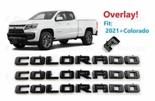 3PC Matte black Door Rear Tailgate Colorado OVERLAY Letter Emblem 2021-2022