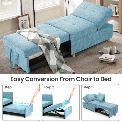 Folding Ottoman Sofa Bed Chair 4-in-1 Sleeper Sofa Adjustable Backrest Love seat - Picture 81 of 158