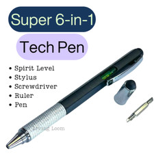 6in1 Tech Pen Screwdriver Spirit Level Stylus Pen Ruler Multi Tool Ball Point UK