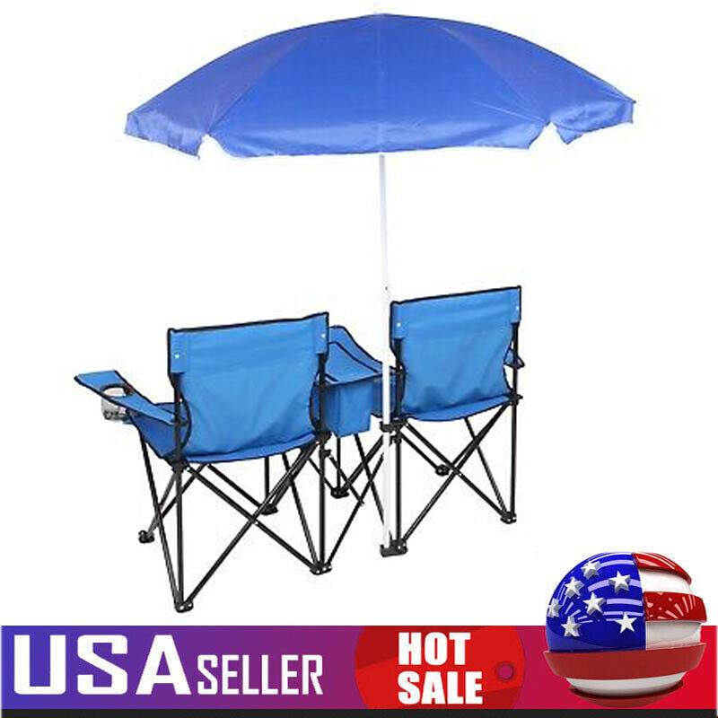 Camping Chairs 2-Seat With Canopy Shade Outdoor Folding Chair ...