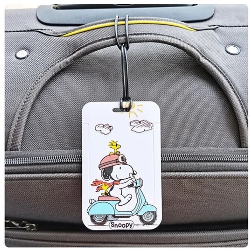 Snoopy / Peanuts Koffer Gepäck Adress-Anhänger Snoopy auf Vespa **neu** - Bild 5 von 6