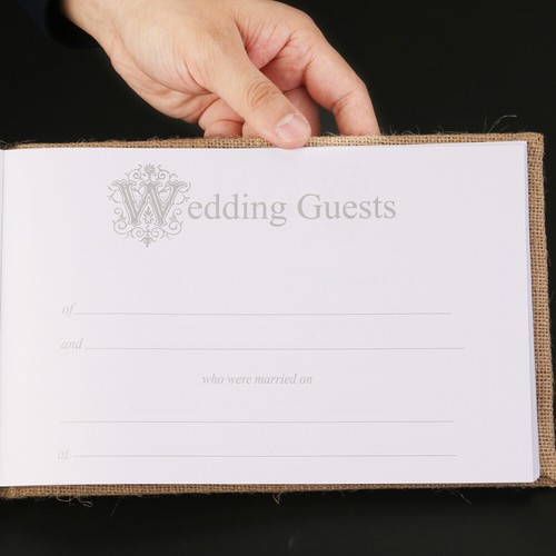 Wooden Film Book Bride Hessian Wedding Guest Burlap Heart Guestbook - 第 6/8 張圖片