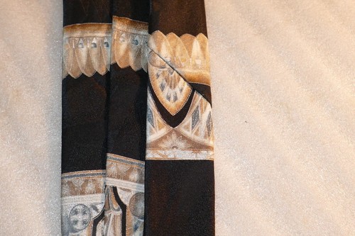 Stafford Executive 100% Silk Men's Necktie Neck Tie Black Cream Gold Green 59" - Picture 10 of 10