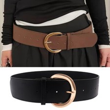 Womens Matte Suede Leather Slimming Casual Waist Strap Wide Belt Vintage DIY  