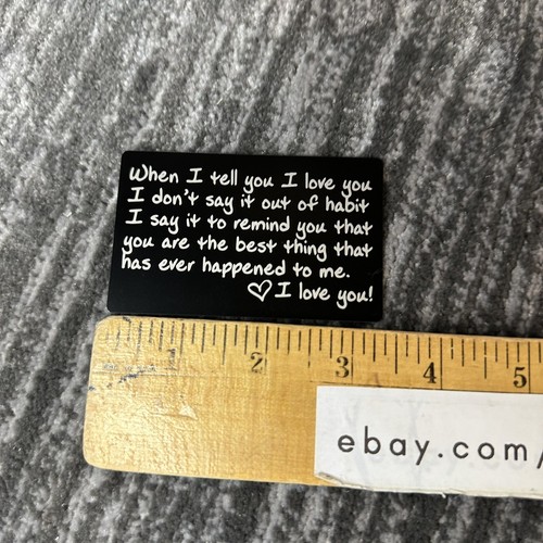 Gifts Wallet Card I Love You Gift Black White Engraved Him Husband Boyfriend New - Picture 6 of 10