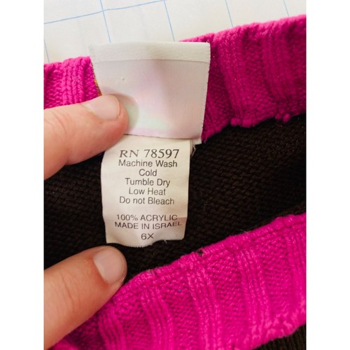 Girl's Size 6X Sweatshirt Bamba Kid's Pink and Brown Striped Long Sleeve - Picture 6 of 6