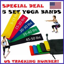 Set of 5 Resistance Bands Workout Loop Exercise CrossFit Fitness Yoga Pilates