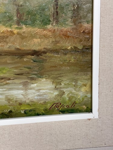 QUADRO dipinto PAESAGGIO olio tela "Pascoli" FERIOLO LAGO MAGGIORE PIEMONTE 1985 - Photo 10/12