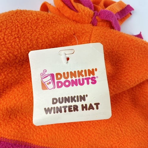 Dunkin Donuts Fleece Beanie Pink Orange One Size America Runs On Dunkin 2014 NWT - Picture 6 of 6