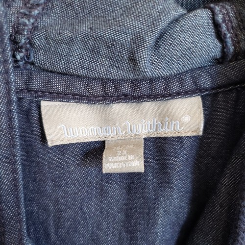 Woman Within Lightweight Hooded Denim Jacket Full Zip Blue Size Women's 2X Plus - Picture 2 of 11
