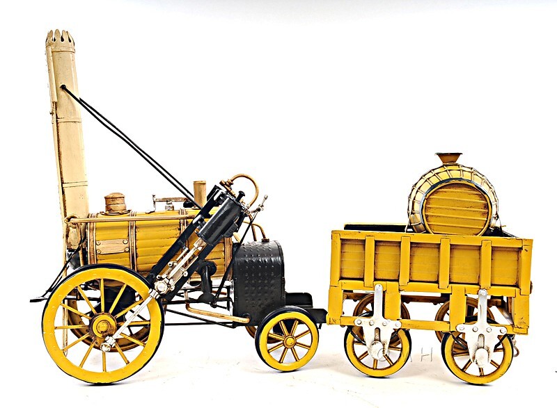 1829 fusée à vapeur jaune Stephenson modèle artisanat décoration d'intérieur - Photo 7 sur 8