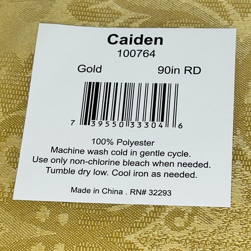 New Elrene Caiden Elegance Damask 90” Round Tablecloth Gold Color - Picture 2 of 5