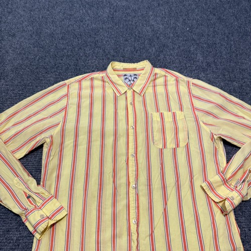 Scotch Soda Shirt Mens 2XL Yellow Orange Button Up Long Sleeve Lightweight Palms - Picture 2 of 12
