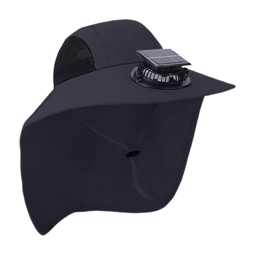 Solar Fan Hat With Neck Flap USB Rechargeable UV Dual Cooling Fan Fishing Hat - Picture 3 of 13
