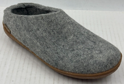 Glerups Unisex Hausschuhe Gr. M6,5/W8 grau Wolle runde Spitze Freizeit Slipper Schuhe