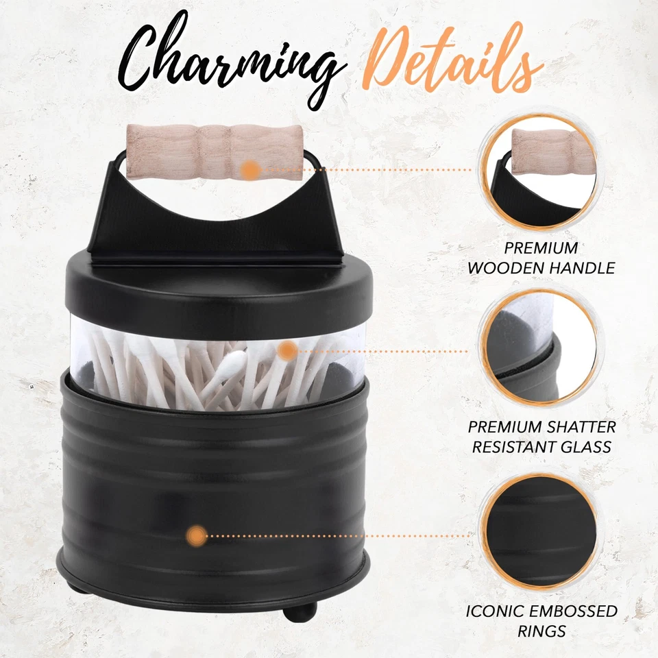 Juego de tarros boticarios de vidrio y baño de granja negro Autumn Alley - 2 piezas Foto 3 de 4