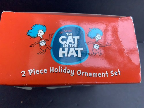 2003 Dr Seuss Cat in the Hat Kurt Adler adorno navideño 2 piezas sin usar y en caja - Imagen 4 de 5