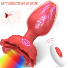 LED Anal Butt Plug Light Up Dildo Vibrator G-Spot Massager Sex Toys For Women US