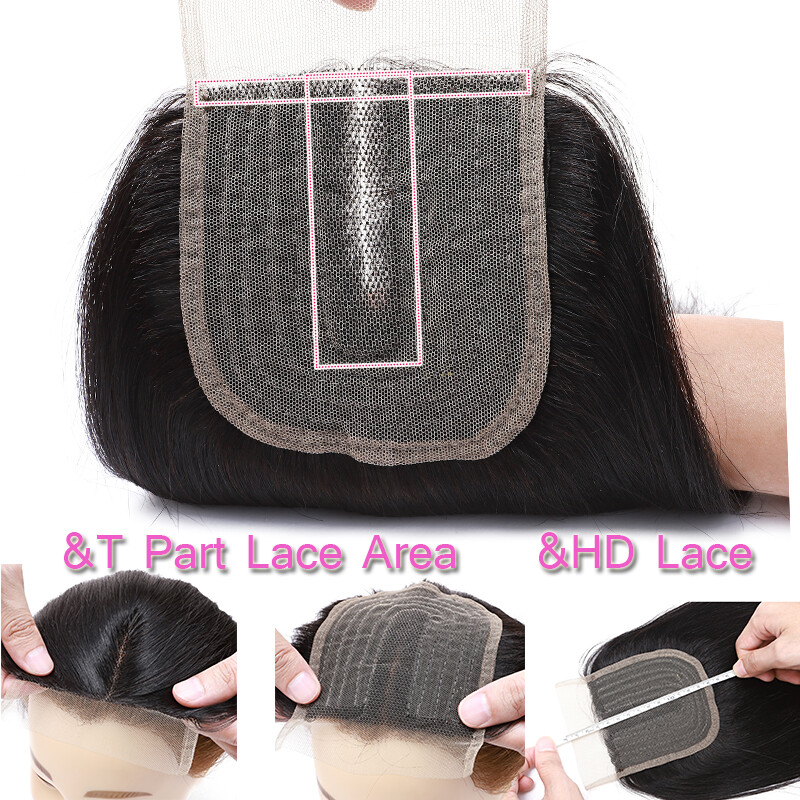 Pre Plucked T Lace Closure with 3Bundles Brazilian Virgin Human Hair Extensions Super mile widziana cena specjalna