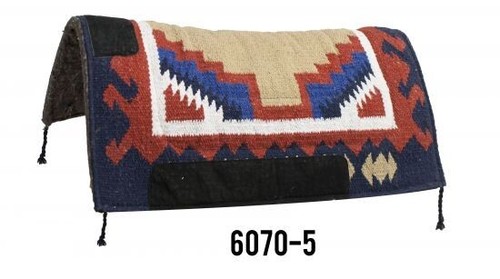 SADDLE PAD 32" x 32" x 1" Navajo Design Felt Bottom with Wear Leathers - Picture 6 of 6