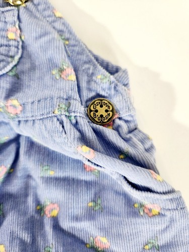 Vintage OshKosh B'Gosh Girl Overalls Size 3-6 Months Blue/ Pink & Yellow Floral - Picture 4 of 8