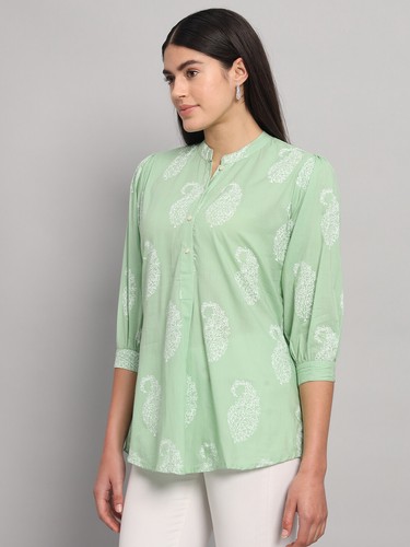 Donna Cotone Floreale Stampato Pulsante Camicetta Top Casual 3/4 Camicie Manica - Foto 47 di 54
