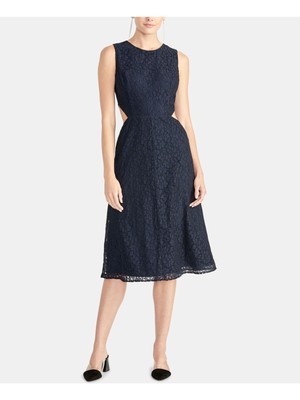 RACHEL RACHEL ROY Womens  Zippered Sleeveless Jewel Neck Midi Party Sheath Dress