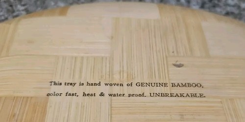 Vintage Florida Genuine Bamboo Tray Unbreakable Hand Woven Heat & Water Proof - Picture 5 of 5