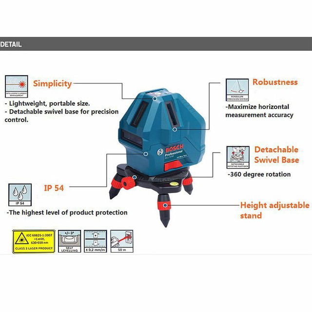 Bosch Gll 5 50x Professional 5 Line Laser Self Level Measure Beam