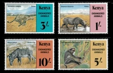 Kenya 1985 - Endangered Wildlife, Cheetah, Elephant - Set of 4v - 355-58 - MNH